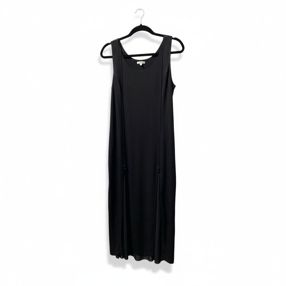 Scott Jessica McClintock Black Midi Dress Size 16 V Back Bow Accent
